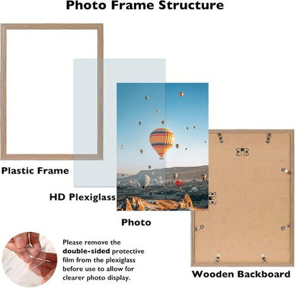 JCJMY 11x15 Picture Frame - Rustic Brown Wall Hanging Frame with Shatter-Resistant Plexiglass