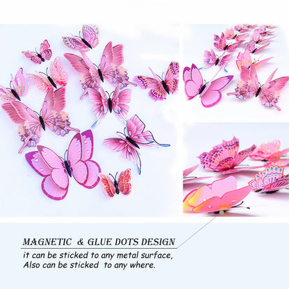 OPSEAM Butterfly Wall Decor 24/48 PCS, 3D Butterflies Stickers for Party Decorations with Magnets(Pink, 48)