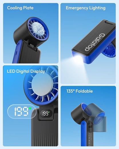 Gaiatop Portable Handheld Turbo Fan - 32H Cooling, 5 Speed, 6000mAh Rechargeable Mini Fan with LED Light