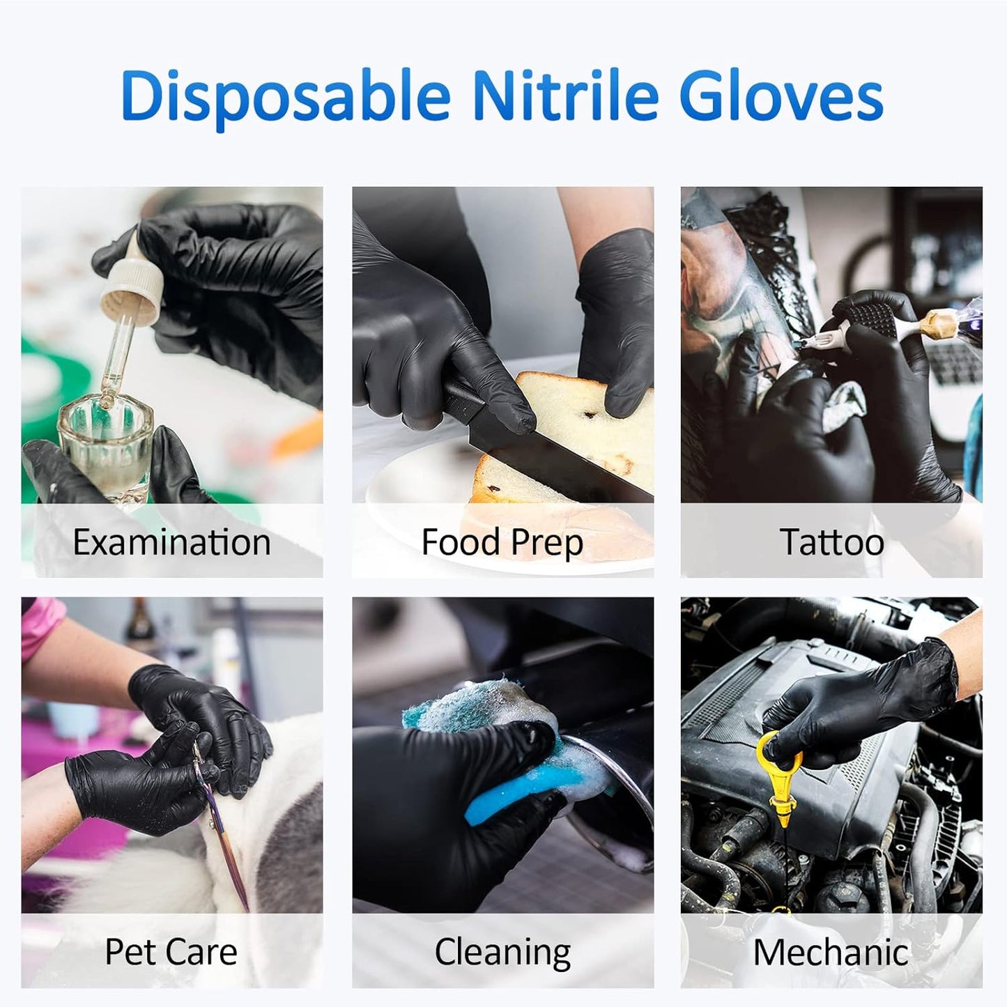 Schneider Nitrile Exam Gloves - 4 Mil Black Disposable, Latex-Free & Powder-Free | Food Safe for Cooking & Prep