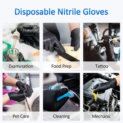 Schneider Nitrile Exam Gloves - 4 Mil Black Disposable, Latex-Free & Powder-Free | Food Safe for Cooking & Prep