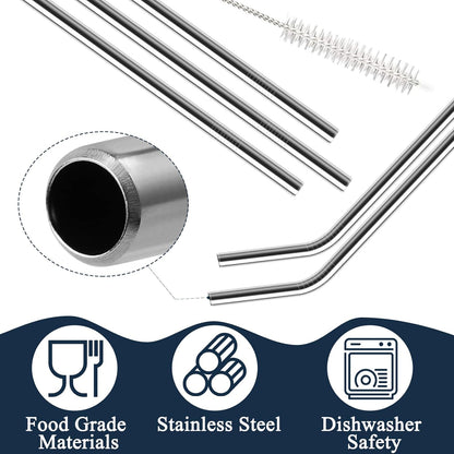 Skiennix Stainless Steel Straws - 6 Pack Reusable Straws with Cleaning Brushes for Stanley Tumblers