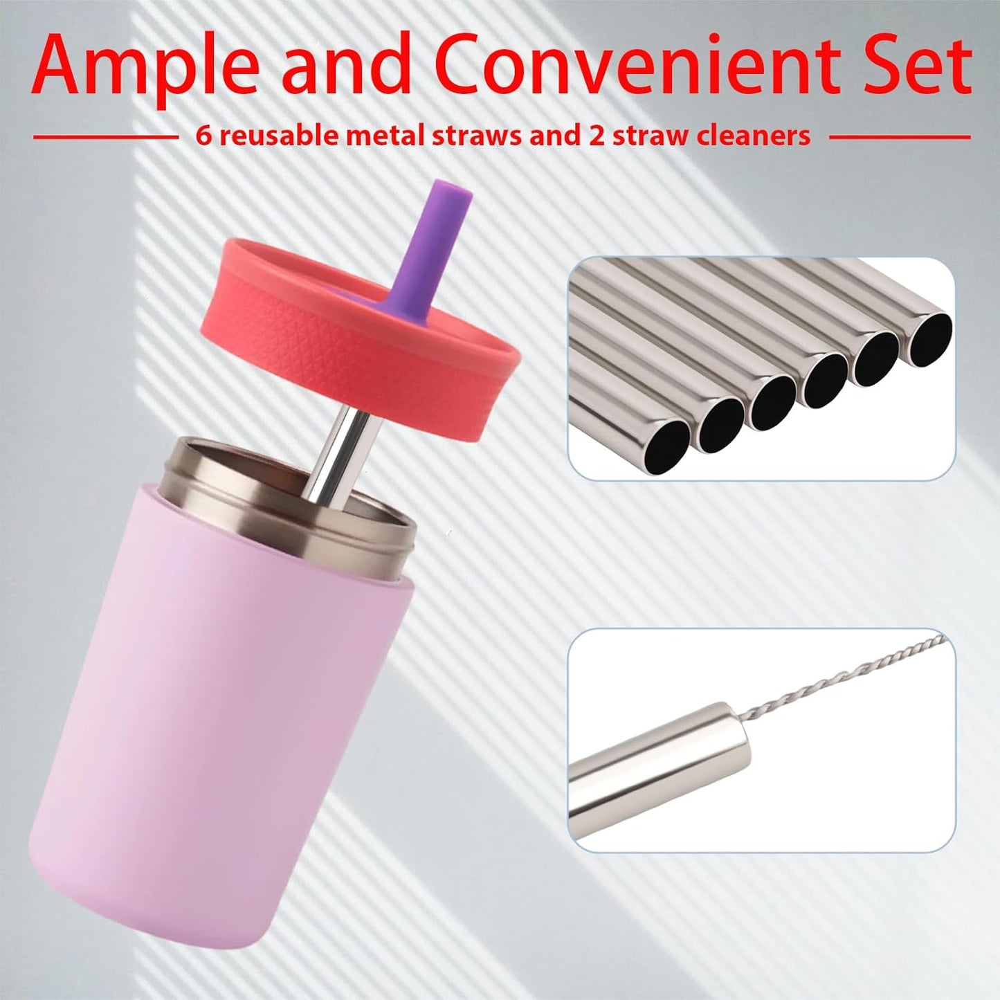 Owala Stainless Steel Straw Set - 8 Replacement Straws for 12oz & 15oz Tumblers | Includes 2 Cleaners