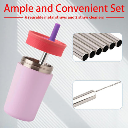 Owala Stainless Steel Straw Set - 8 Replacement Straws for 12oz & 15oz Tumblers | Includes 2 Cleaners