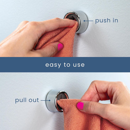 S&T INC. Round Adhesive Towel Hooks - Perfect for Kitchen, Hand & Dish Towels | Grey, 4 Pack