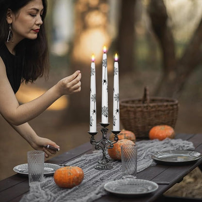 Wondise Halloween Flameless Taper Candles with Remote & Timer - 3-Spider Variation