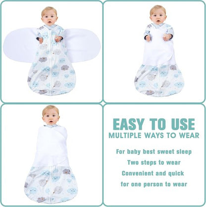 BSTOPPT Newborn Sleep Sack - 3-Way Adjustable Swaddle Blanket for 3-6 Months | 100% Rayon Cotton, Clouds & Starry Sky