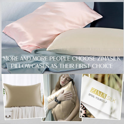 ZIMASILK 100% Pure Mulberry Silk Pillowcase - Hypoallergenic & Smooth for Hair and Skin | Queen 20''x30'', Taupe