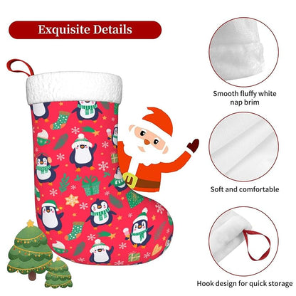 Personalized 18-Inch Christmas Stocking - Cute Funny Penguins Kids Stocking