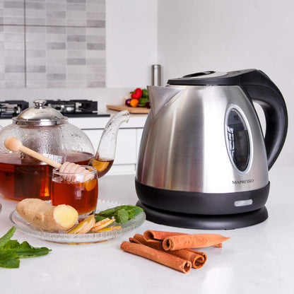 Mixpresso Stainless Steel Electric Kettle, Cordless Pot 1.2L Portable Electric Hot Water Kettle, 1500w Strong Fast Boiling Pot, Water Boiler, Electric Tea Kettle With Boil Dry Protection