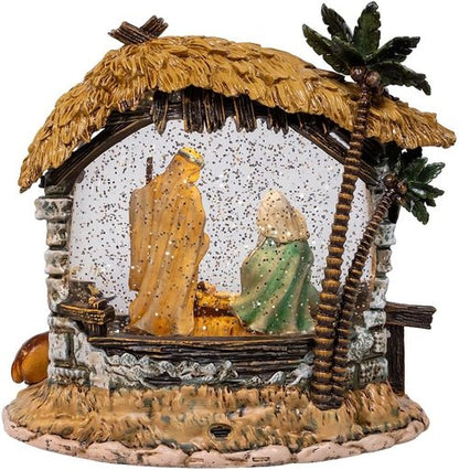 Kurt S. Adler 8-Inch Battery Operated Nativity Scene | Lighted with Spinning Glitter Water