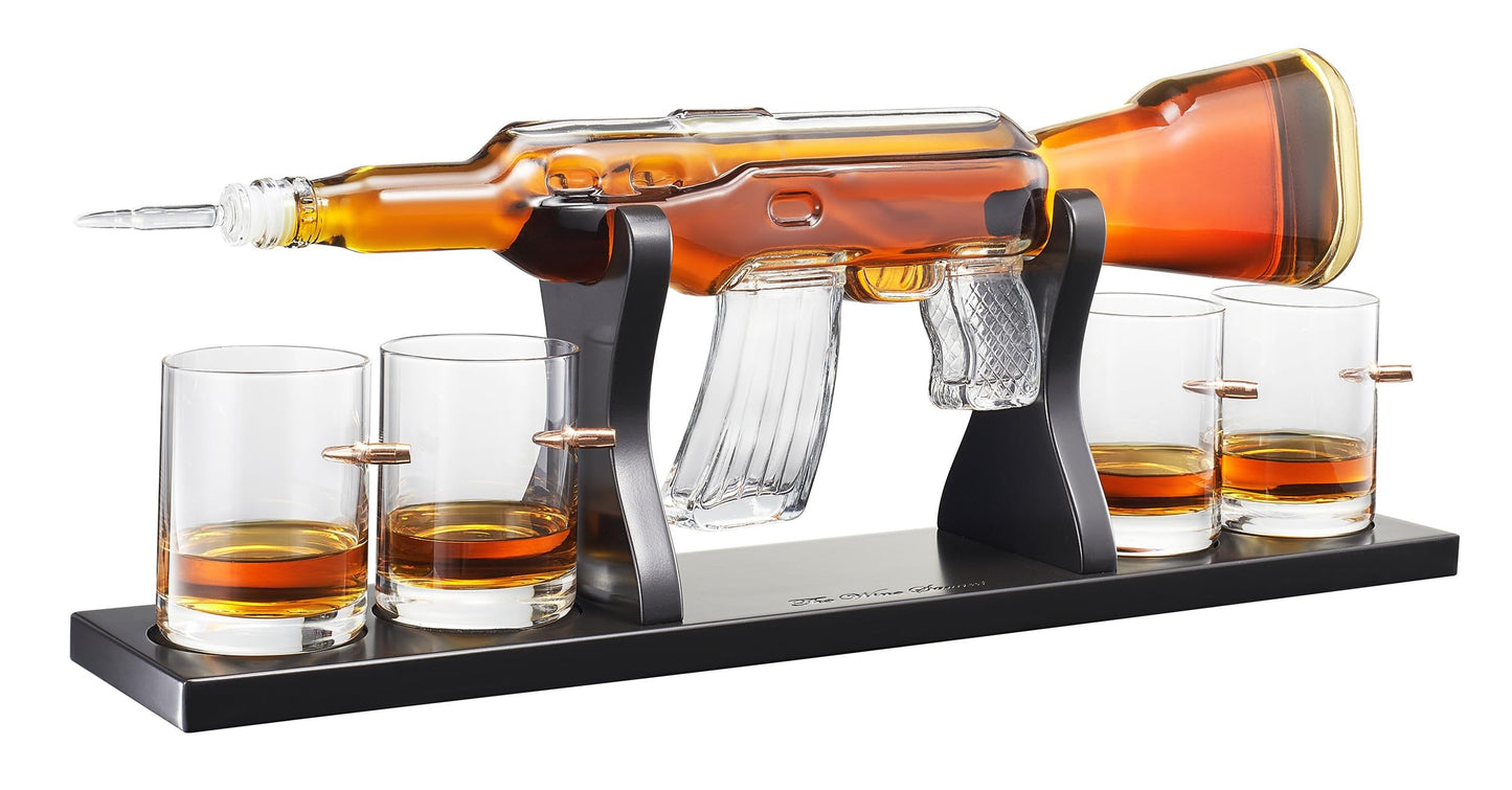 Luxury AK47 Gun Decanter with Bullet Glasses - Whiskey Decanter Gift Sets - Unique Liquor Glass Gun Alcohol Bottle - Gift Wine Bourbon Tequila Liquor Decanter Set Men Gifts Dad Father, Anniversary Bar