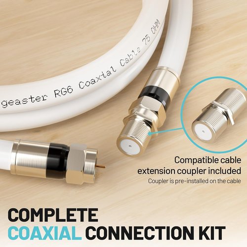 Energeaster 10FT RG6 Coaxial Cable - High-Speed Internet & Digital TV Aerial | F-Type Connector, White