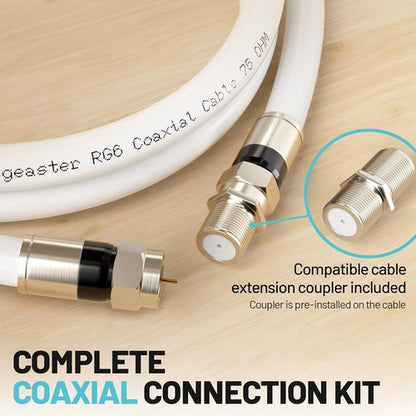 Energeaster 10FT RG6 Coaxial Cable - High-Speed Internet & Digital TV Aerial | F-Type Connector, White