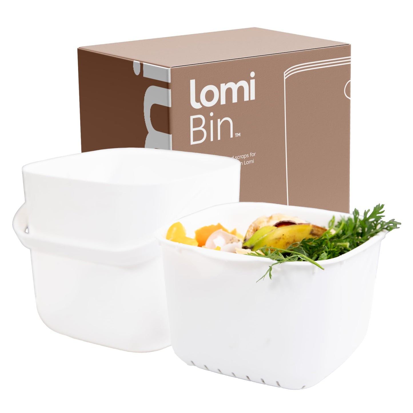 Lomi Compost Bin | Kitchen Countertop | Odorless | Easy Clean (White, 7L / 1.8 GAL)