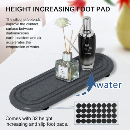 Skiennix Water Absorbing Stone Tray - Fast Drying Diatomite Coasters for Kitchen & Bathroom | 2PCS Set
