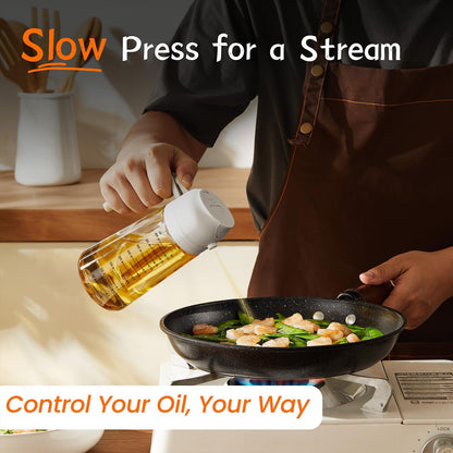 TrendPlain 16oz Glass Olive Oil Sprayer - 2-in-1 Dispenser for Cooking, BBQ & Salad - Black & White
