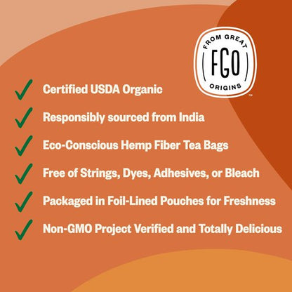 FGO Organic Assam Tea, 100 Count, Eco-Conscious Black Tea Bags, Resealable Bag, Packaging May Vary (Pack of 1)