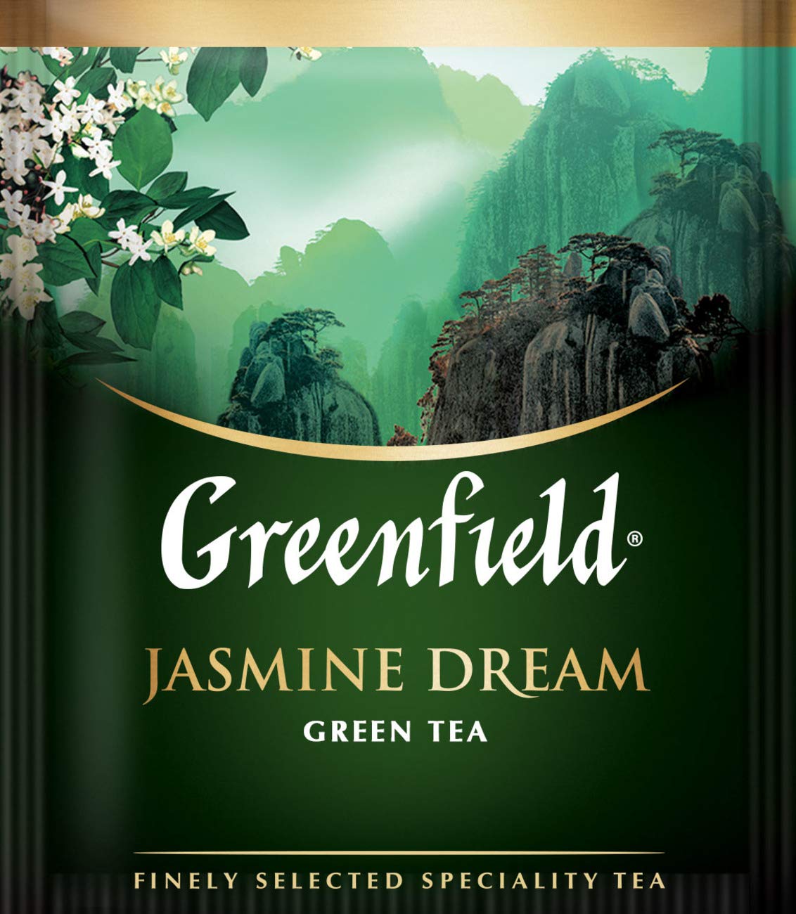 Greenfield Jasmine Dream Green Tea Collection Finely Selected Speciality Tea 100 Double Chamber Teabags With Tags in Foil Sachets