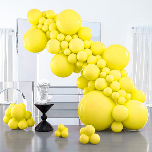 PartyWoo Yellow Balloons - 100 Pcs Matte Light Yellow Latex Balloons for Baby Showers & Birthdays | Various Sizes 5-36 Inch