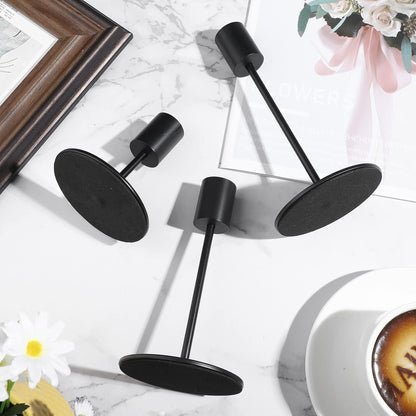 Sieral Candle Holders - Modern Decorative Metal Taper Candlesticks Set | 15 Matte Black Holders for Weddings & Home Decor