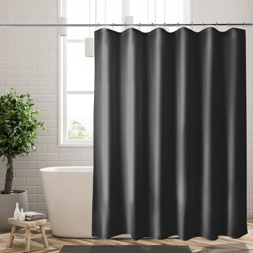 Titanker Fabric Shower Curtain Liner Washable with 2 Magnets, 70 x 72 Inches, Waterproof, Soft Fabric, Lightweight Polyester, Black