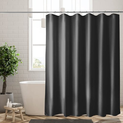 Titanker Fabric Shower Curtain Liner Washable with 2 Magnets, 70 x 72 Inches, Waterproof, Soft Fabric, Lightweight Polyester, Black