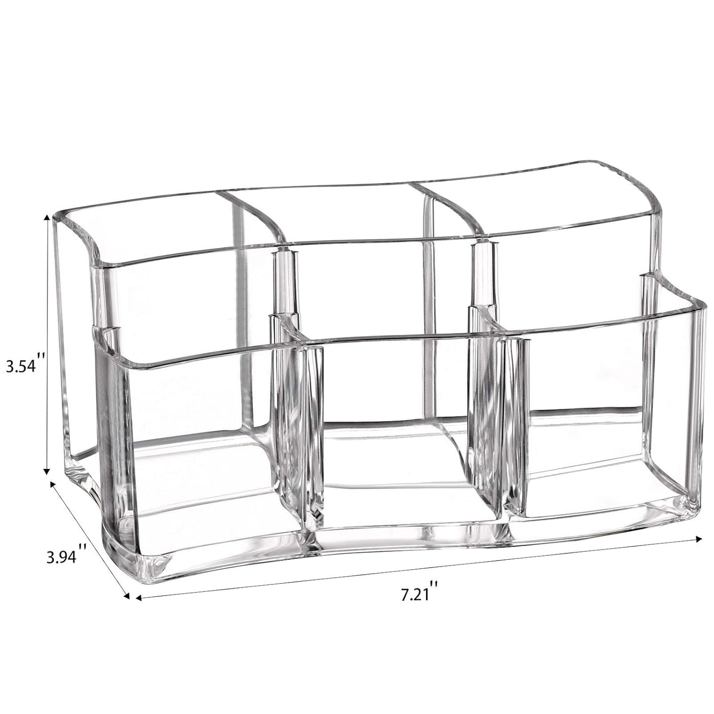 Tbestmax Acrylic Makeup Brush Holder - 6 Slot Organizer for Eyebrow Pens & Cosmetics Storage - Clear