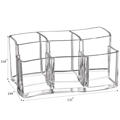 Tbestmax Acrylic Makeup Brush Holder - 6 Slot Organizer for Eyebrow Pens & Cosmetics Storage - Clear