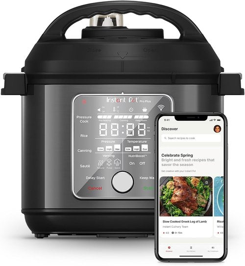 Instant Pot Pro Plus Wi-Fi 10-in-1 Pressure Cooker - Smart Cooking with 800+ Recipes, 6 Quart