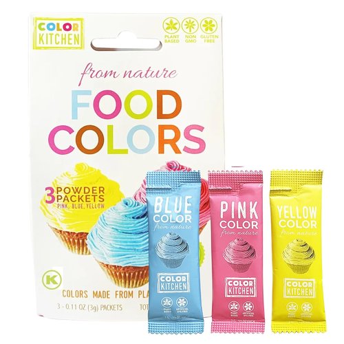 Color Kitchen Food Coloring 3-Pack - Plant-Based, Vegan, Gluten-Free Natural Colors for Baking