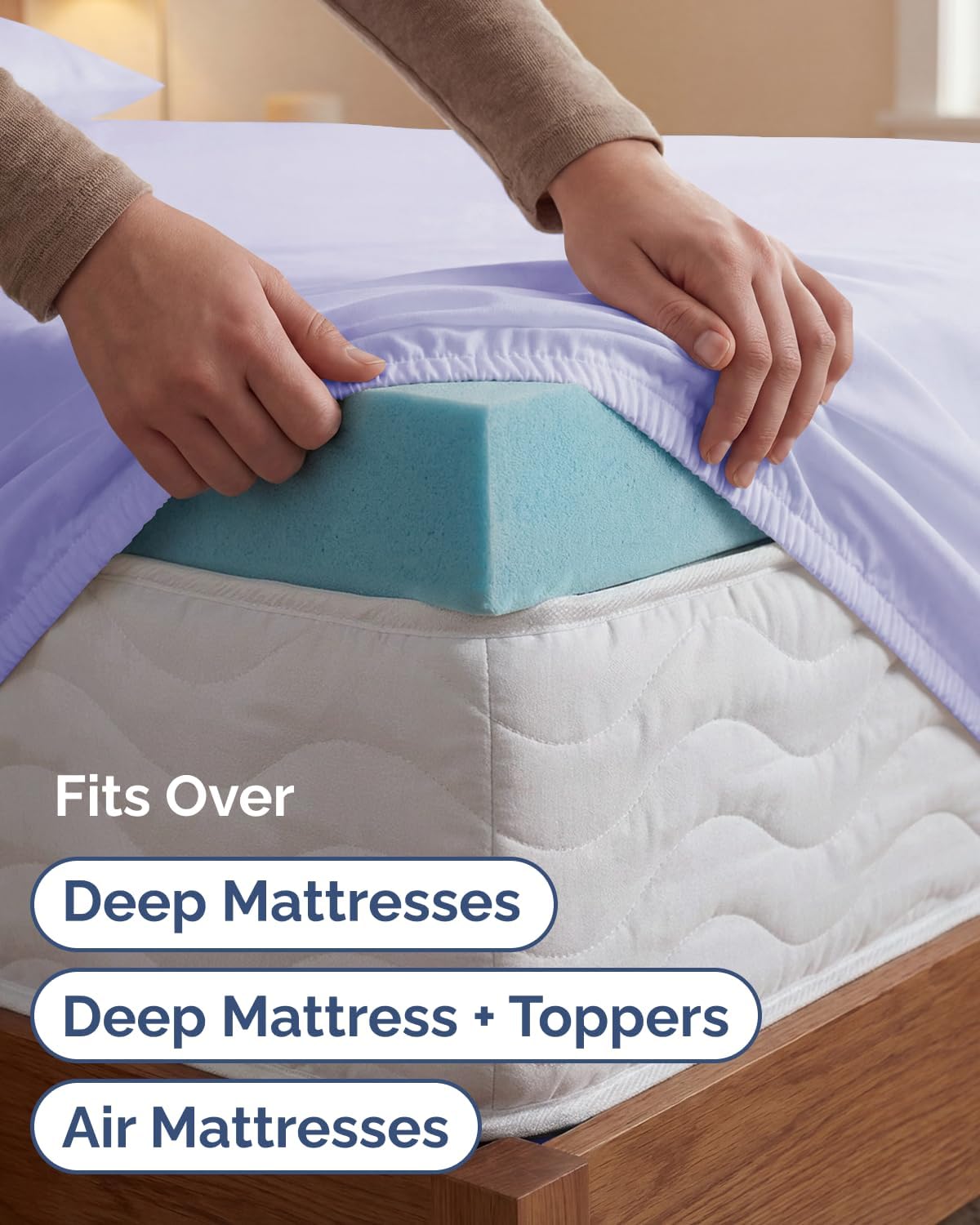 Skiennix Extra Deep Twin XL Sheet Set | 4-Piece Breathable Cooling Bedding - Soft, Wrinkle-Free Lavender