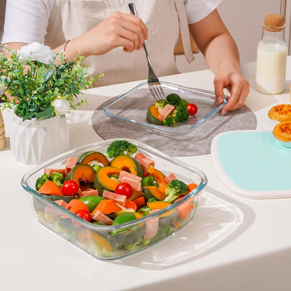 NUTRIUPS Glass Baking Dish - BPA-Free Lid & Square Design - Mint Green, 9 x 9 Inches