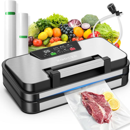 Vacuum Sealer Machine - 95kPa Powerful Double Pump System | 10-in-1 Food Sealing with Built-in Cutter & Storage