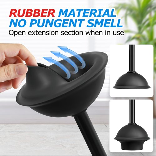 FORASTO 2 in 1 Toilet Plunger and Brush Set, Toilet Bowl Cleaning Combo, Groove Gap Brush, Black