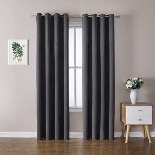 ChrisDowa Blackout Curtains - Thermal Insulated Room Darkening Panels | 120 Inch Dark Grey Set (2 Panels)