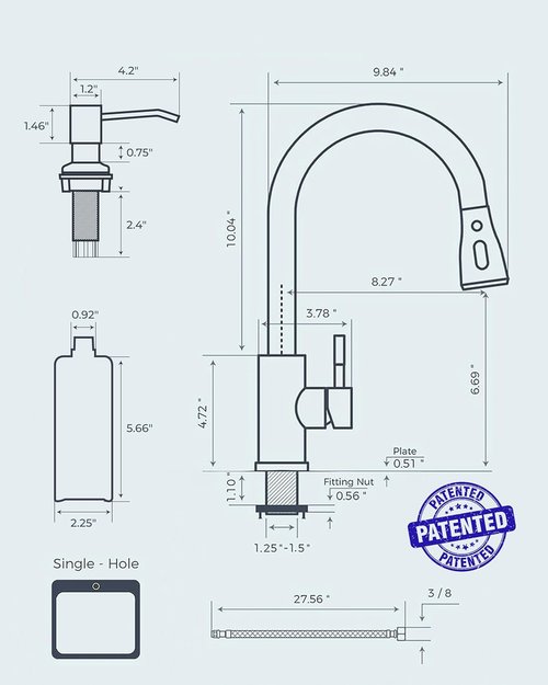 FORIOUS Black Kitchen Faucet - Pull Down Sprayer with Soap Dispenser | Classic High Arc Design for Farmhouse & RV