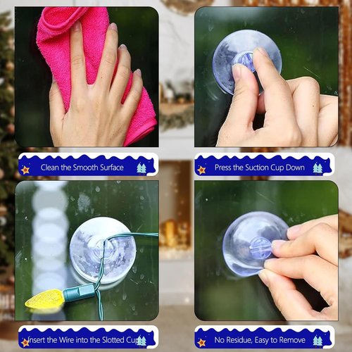 AccEncyc Christmas Light String Suction Cup Holders - 50 Pcs for Easy Seasonal Decor Installation