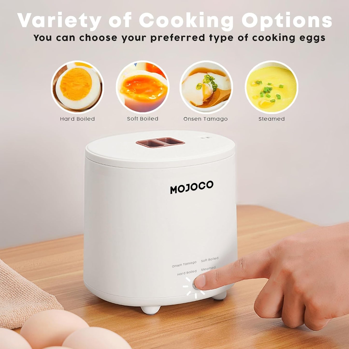 Mojoco Rapid Egg Cooker - Electric Mini Egg Maker for Steamed & Boiled Eggs | Auto Shut Off Feature