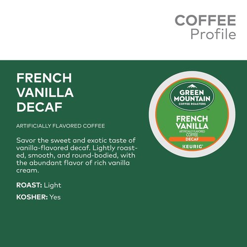 Green Mountain Coffee Roasters French Vanilla Decaf K-Cup Pods - Light Roast Coffee, 96 Count