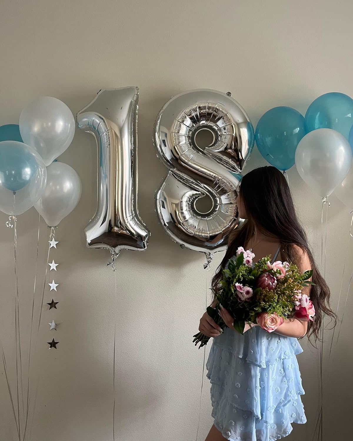 Silver Number 18 Balloon - 40 Inch 18th Birthday Decoration for Kids | Perfect for 18 Year Old Celebrations