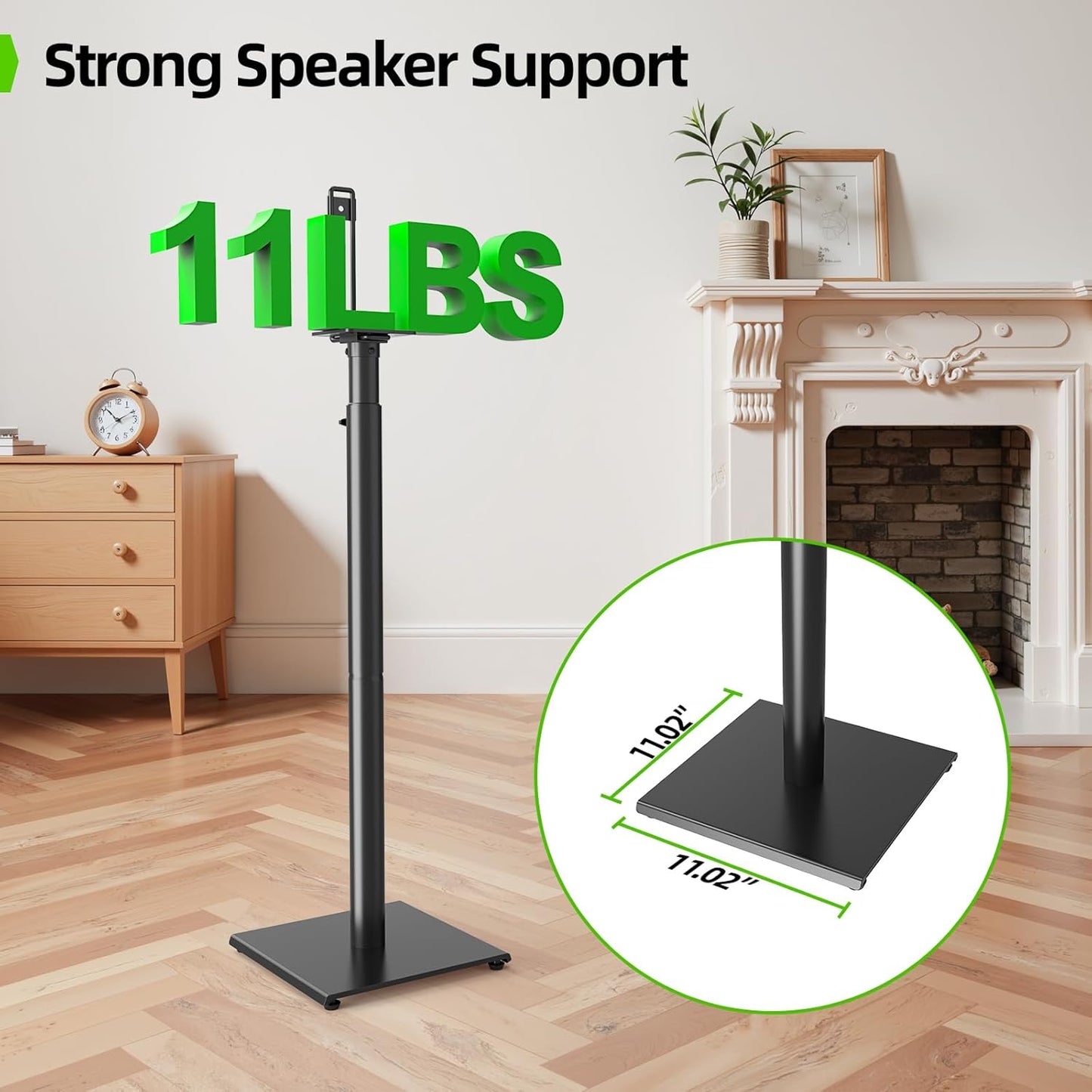 USX MOUNT Bookshelf Speaker Stands - Height Adjustable 32-42 Inch for Surround Sound | Max Load 11 lbs