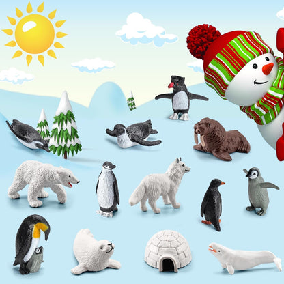 SCAHOW Arctic Animal Figures Set - 26 Miniature Polar Animal Toys for Kids | Perfect Cake Toppers & Gifts
