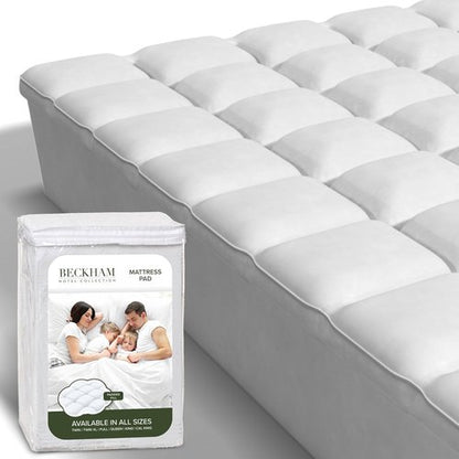 Beckham Hotel Collection King Size Mattress Pad - Extra Padded Quilted Pillow Top Protector