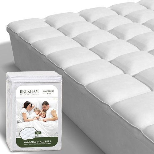 Beckham Hotel Collection King Size Mattress Pad - Extra Padded Quilted Pillow Top Protector