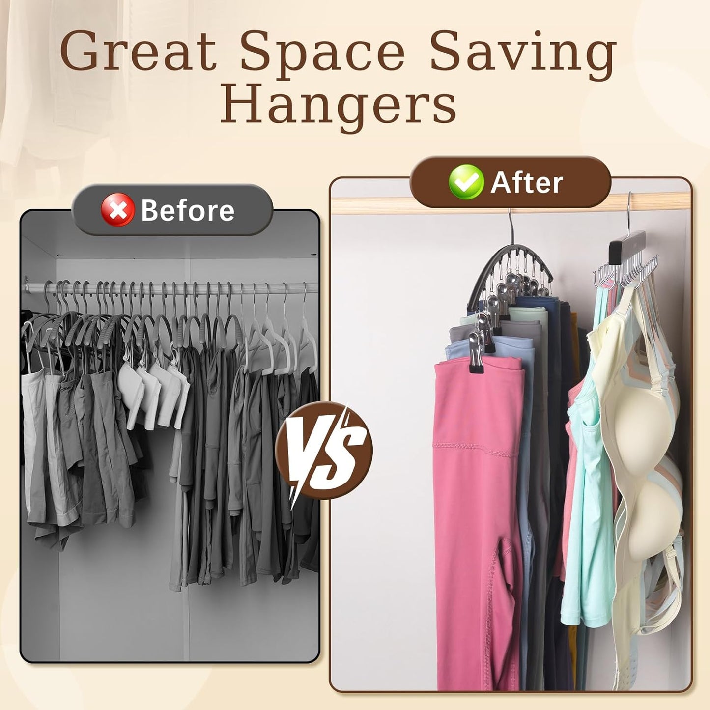 Volnamal Legging Organizer & Bra Hanger - 2-in-1 Space-Saving Closet Solution | Holds 10 Leggings & 20 Bras