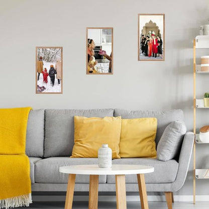 JCJMY 9x16 Rustic Brown Picture Frame - Versatile Wall Mounting for Horizontal or Vertical Display