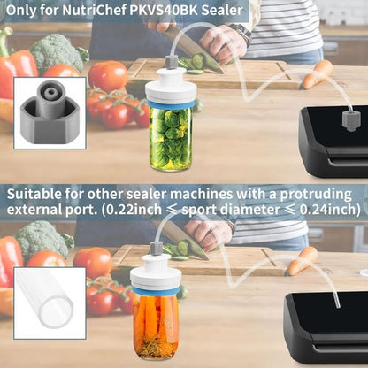 Mason Jar Canning Sealer Kit - Upgraded Sealer Set for FoodSaver Vacuum Sealers | Fits Wide & Regular Mouth Jars (White)