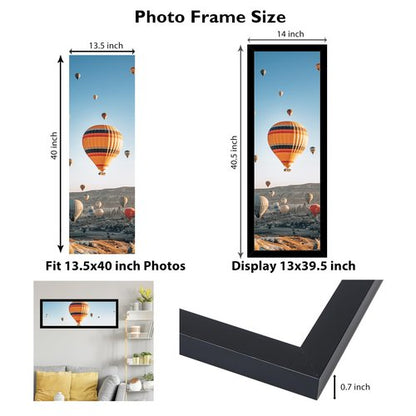 JCJMY 13.5x40 Picture Frame Black for Poster Photo Panoramic Picture, Horizontal and Vertical Formats for Wall Hanging, 13.5 x 40 inch Wall Gallery Photo Frame for 13.5 by 40 Photos Posters,Black