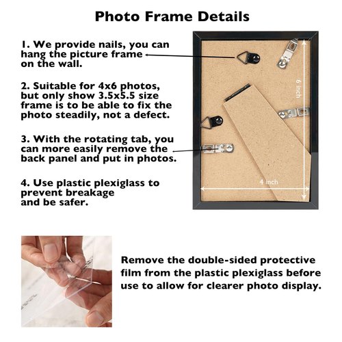 JCJMY 18 Packs 4x6 Picture Frames Black, 4x6 Frames Bulk, Gallery Wall Frame Set, 4 by 6 Frame Set of 18, Collage Wall Decor Photo Frames Set for Wall Hanging and Tabletop, Black